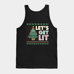 Ugly Christmas Sweater Lets Get Lit Funny Tree Tank Top